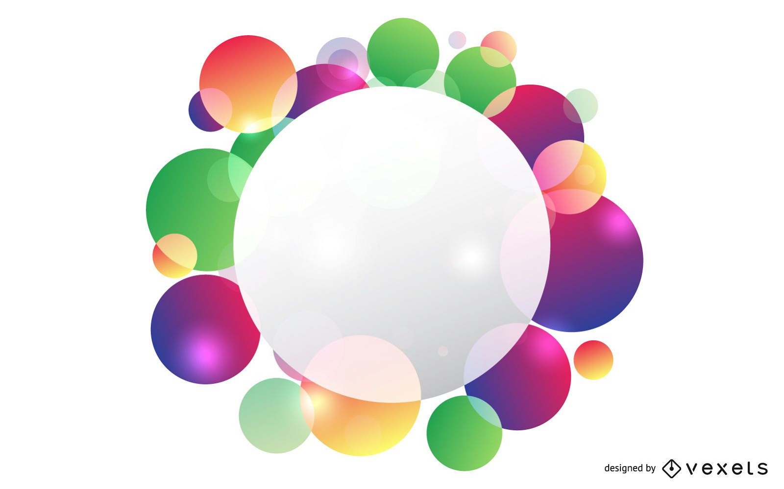 Banner com círculo de bolhas coloridas salpicadas