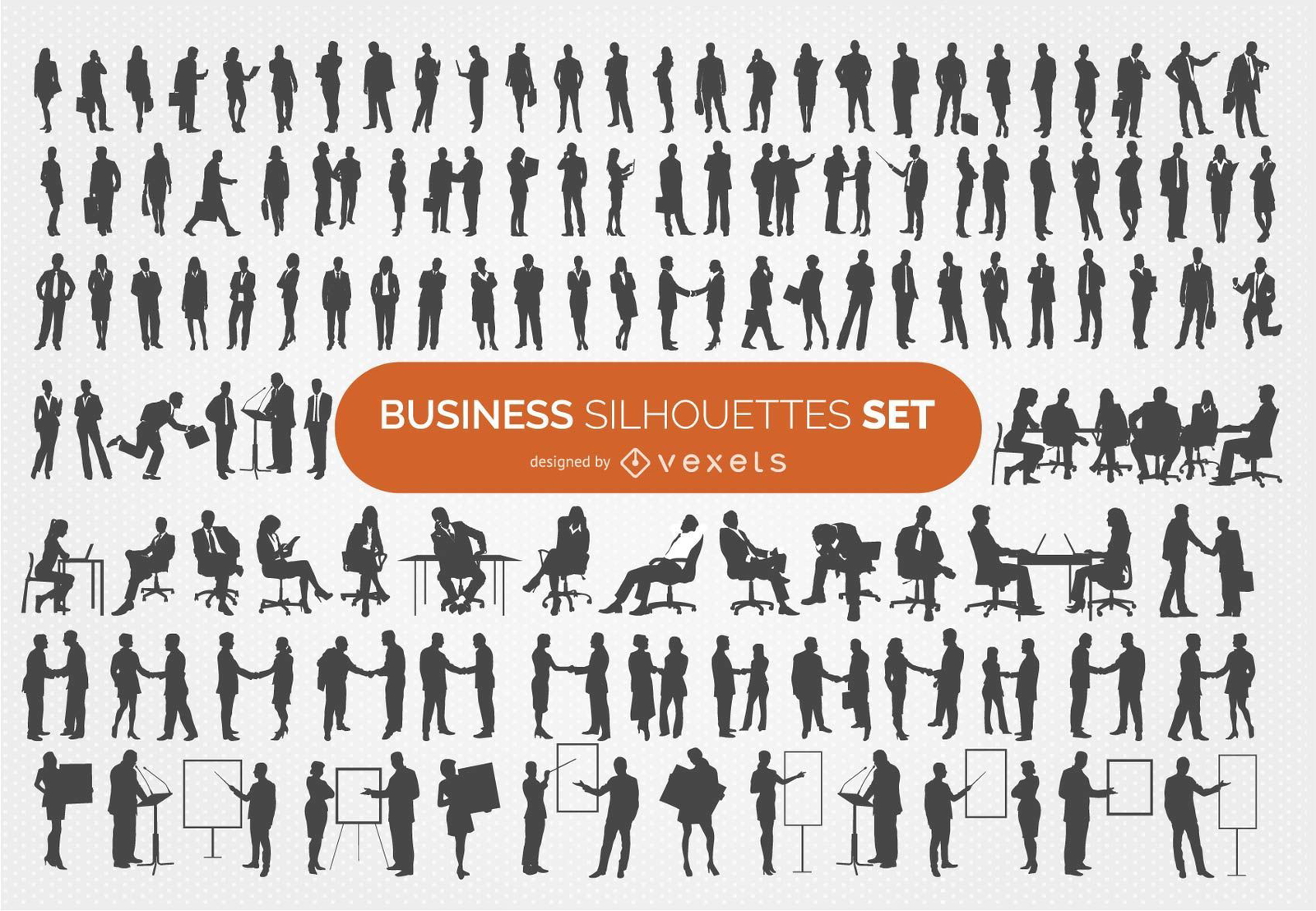 140 Business silhouettes collection