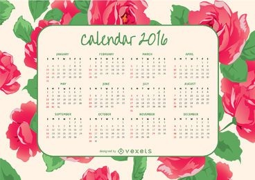 Calendario 2016 con rosas
