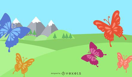 Summer Swirls Butterflies Background