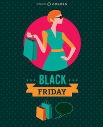 Mulher sexta-feira negra com sacola de compras