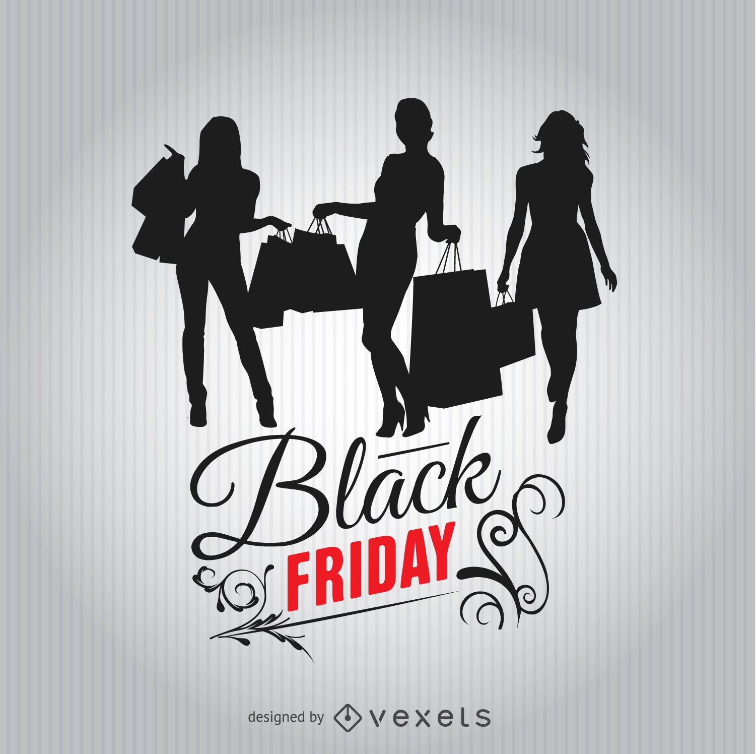 Black Friday Shopping Women Silhouettes Vector Download