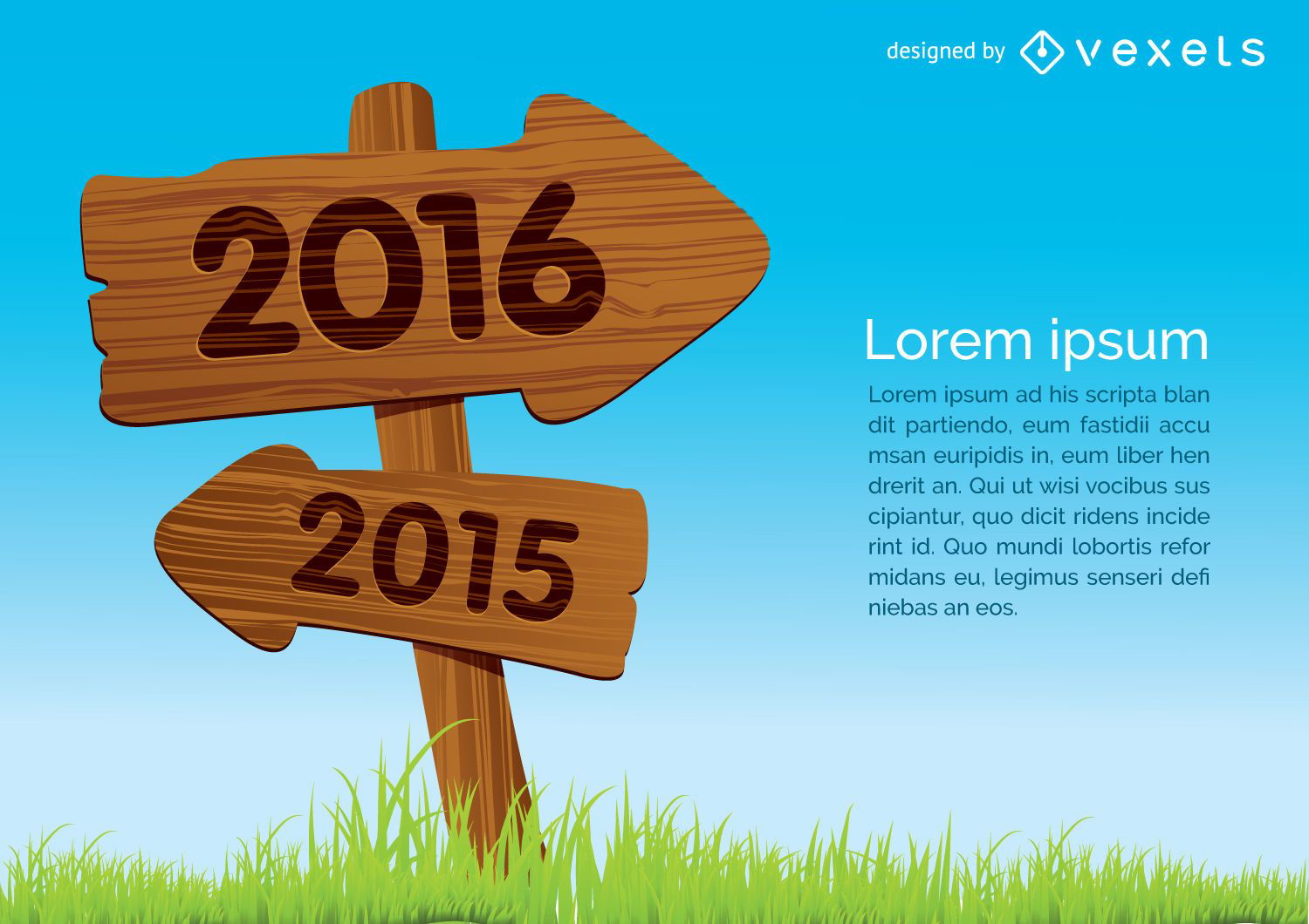 2015 out 2016 in wooden sign concept