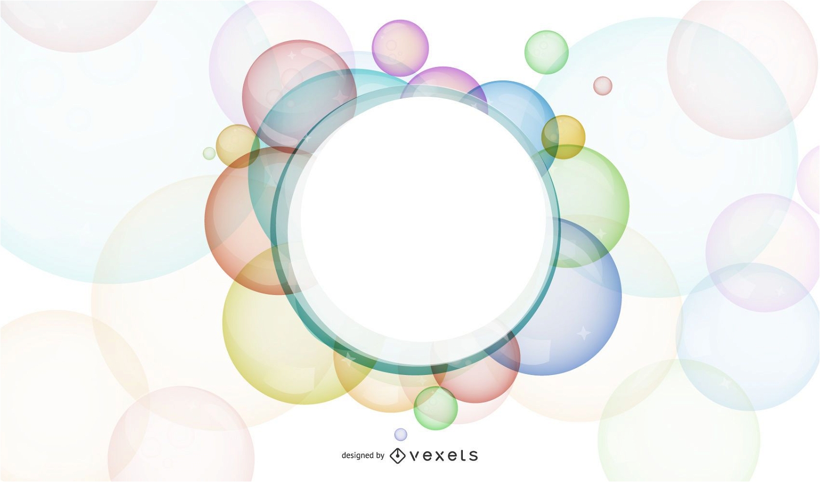 Colorful Bubbles Frame White Banner