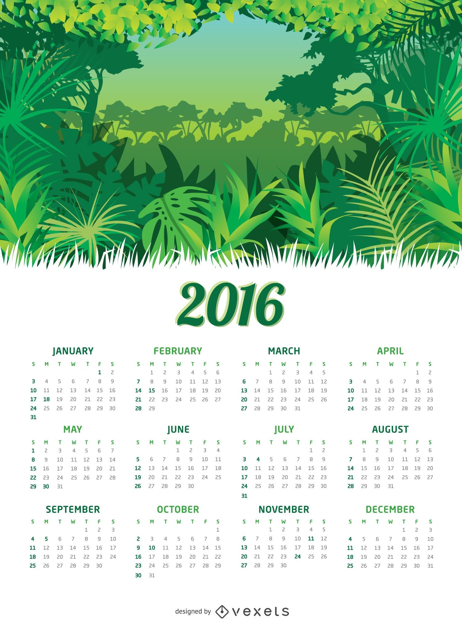 Jungle 2016 calendar