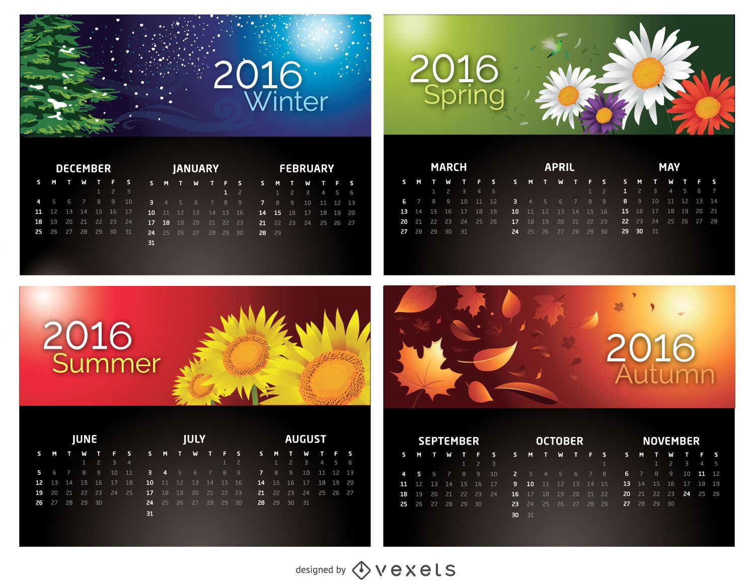 Calendar 2016 - 4 Seasons 