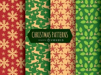 4 Christmas seamless patterns