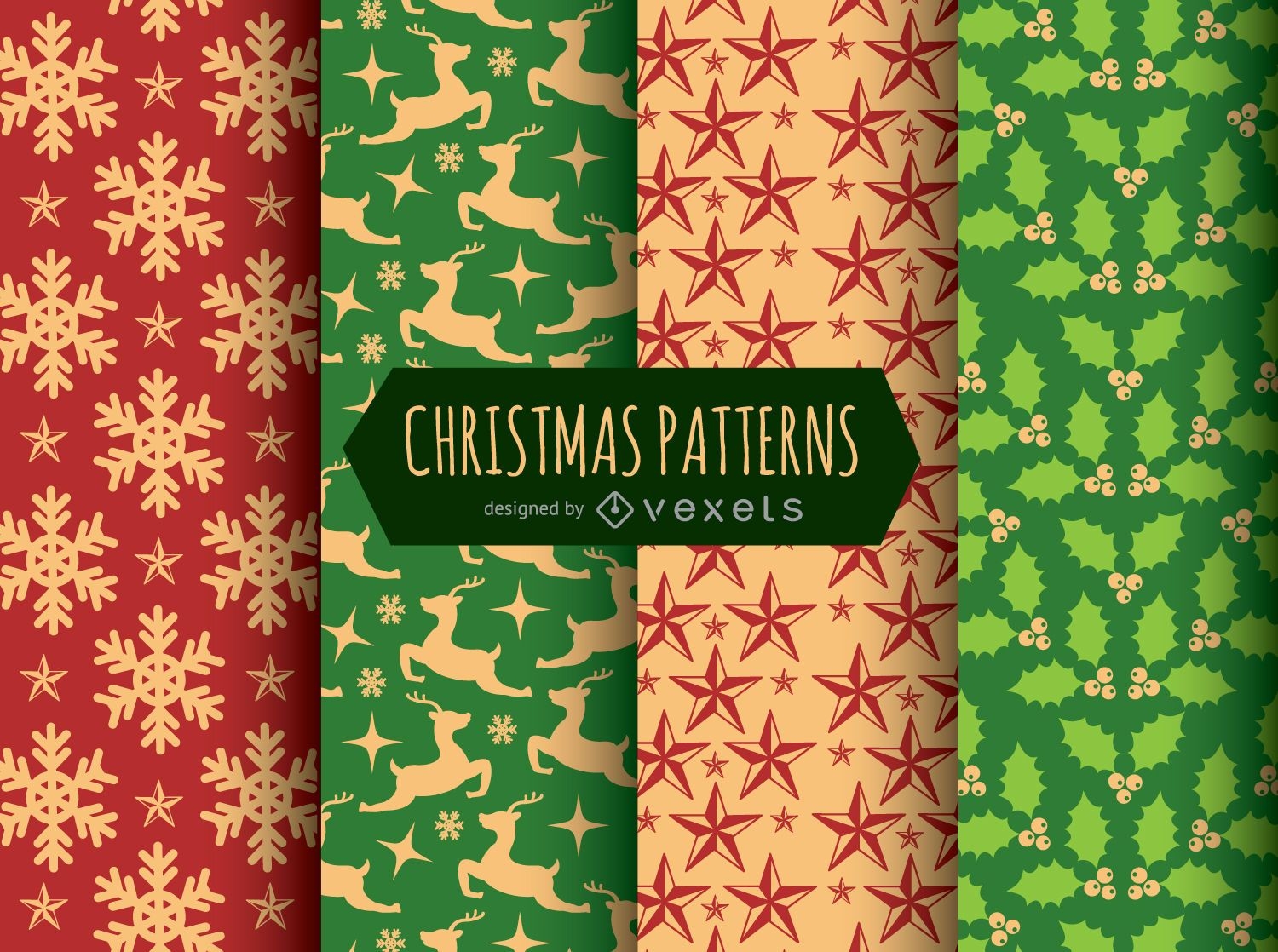 4 Christmas seamless patterns