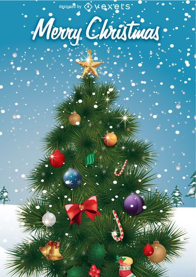 Christmas tree in winter landscape Christmas tree in winter landscape