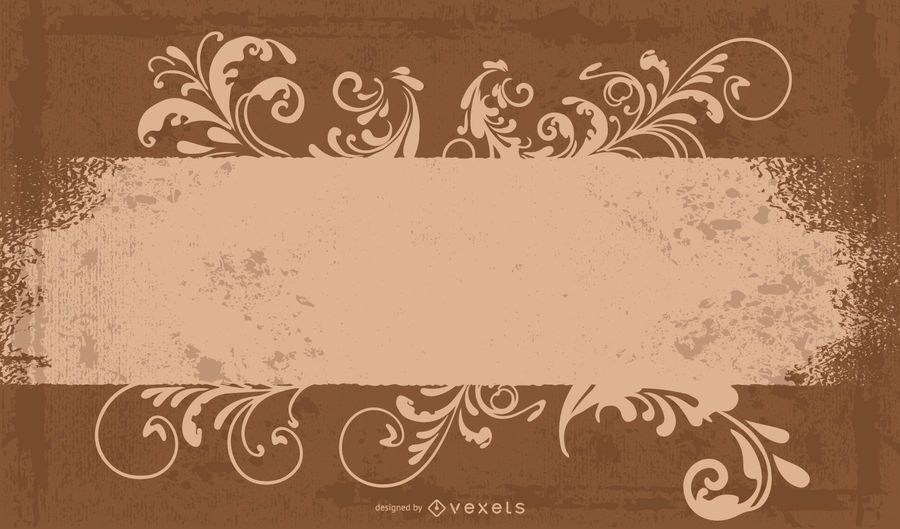 Brown Floral Frame Grungy Banner Vector download