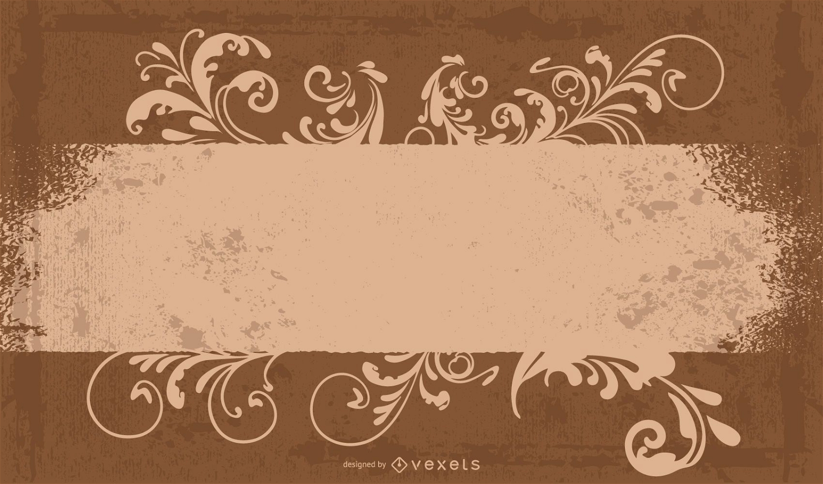 Brown Floral Frame Grungy Banner