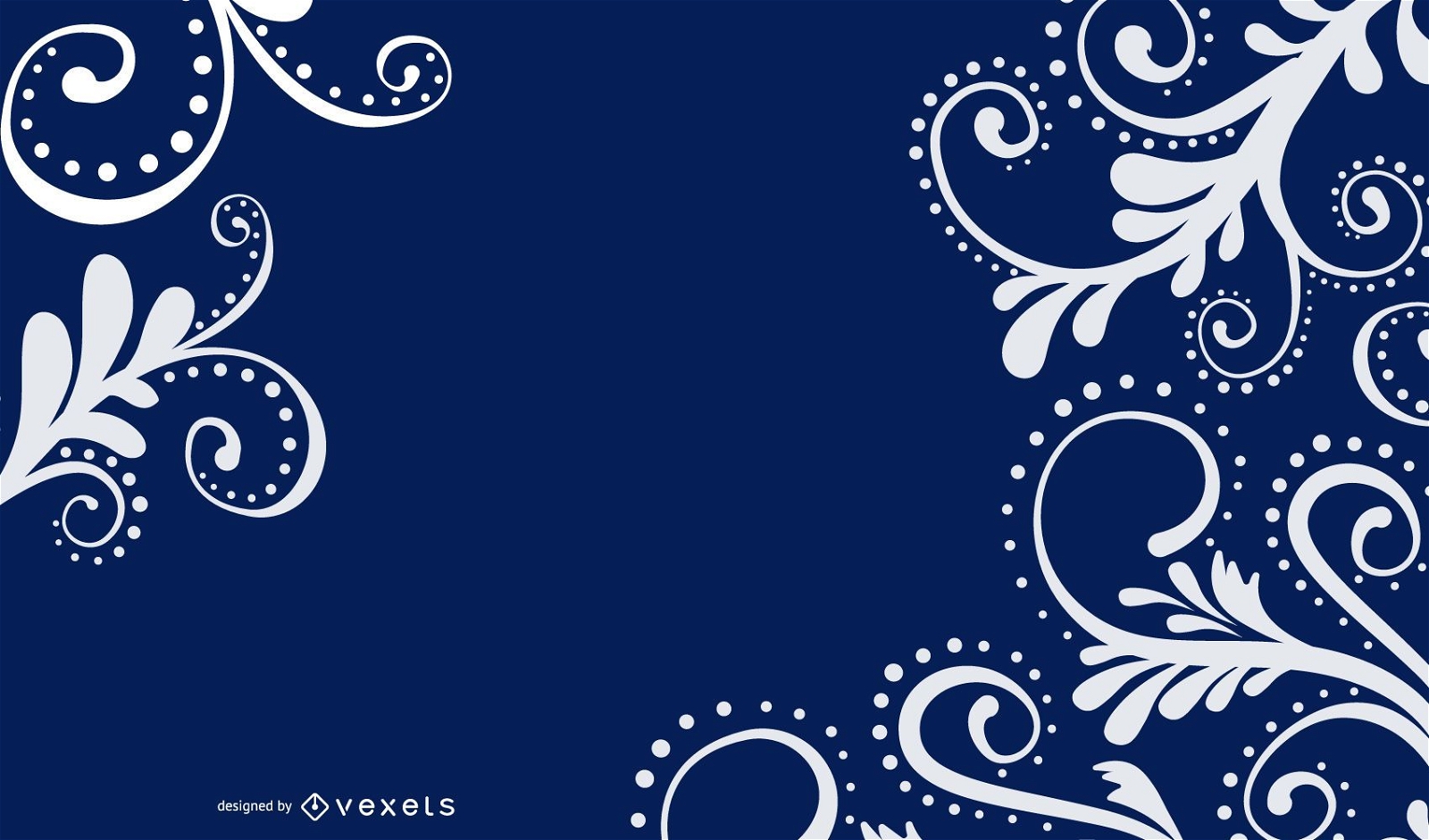 White Swirls Blue Background