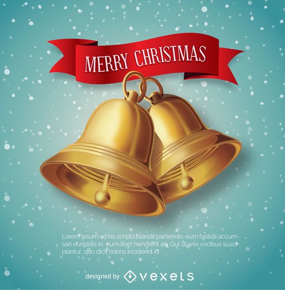 Sinos de Natal com mensagem de fita vermelha Sinos de Natal com mensagem de fita vermelha