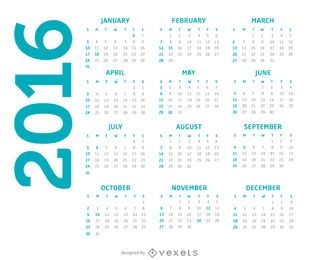Calendário 2016 simples