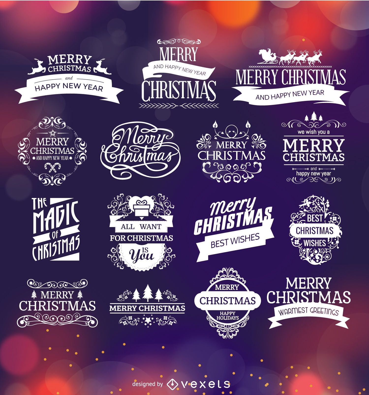 Christmas badges and labels