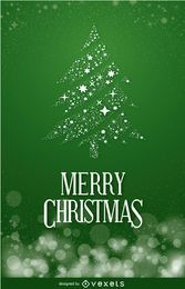 Christmas postcard with pine tree