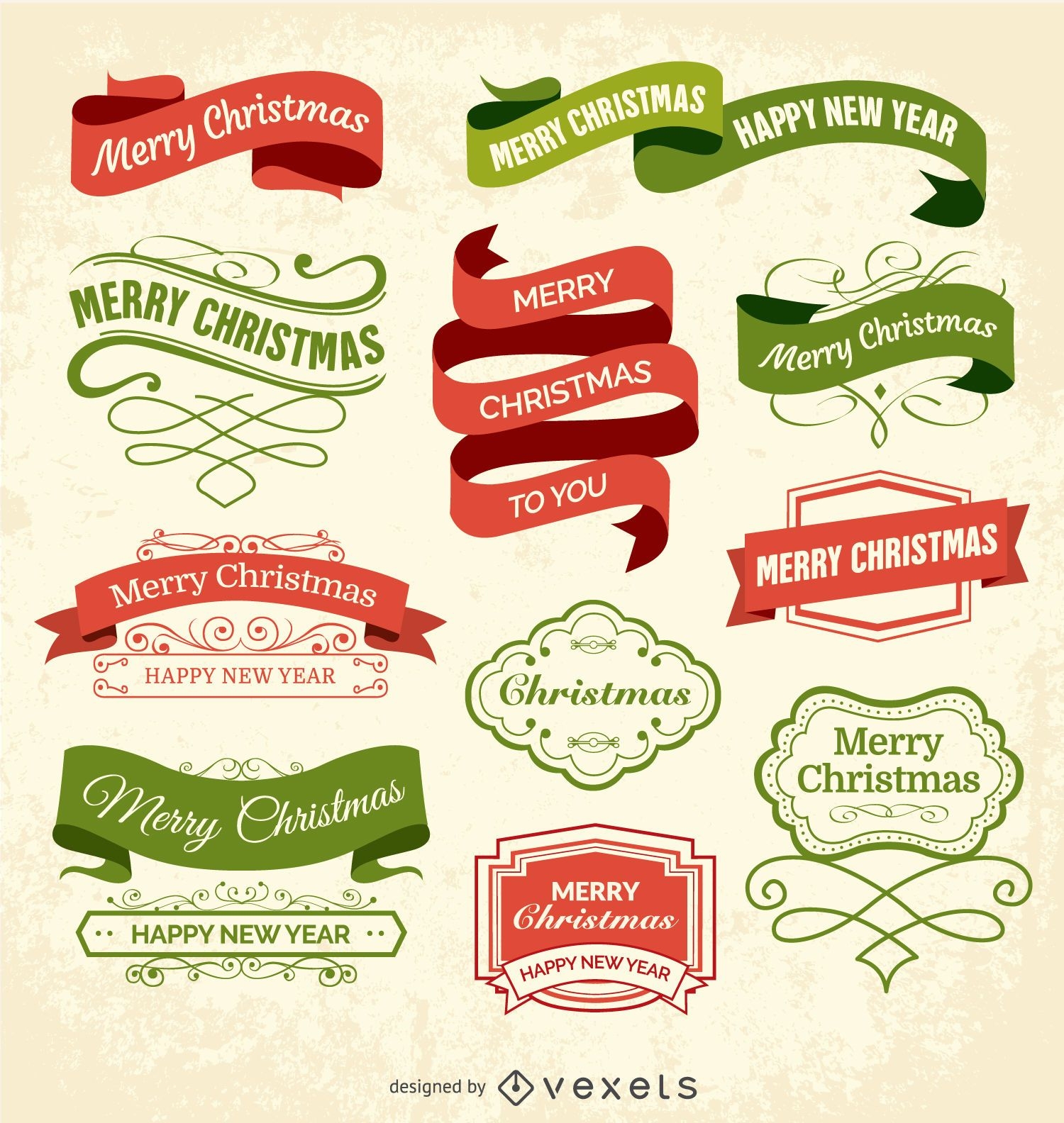 Etiquetas e insignias navideñas