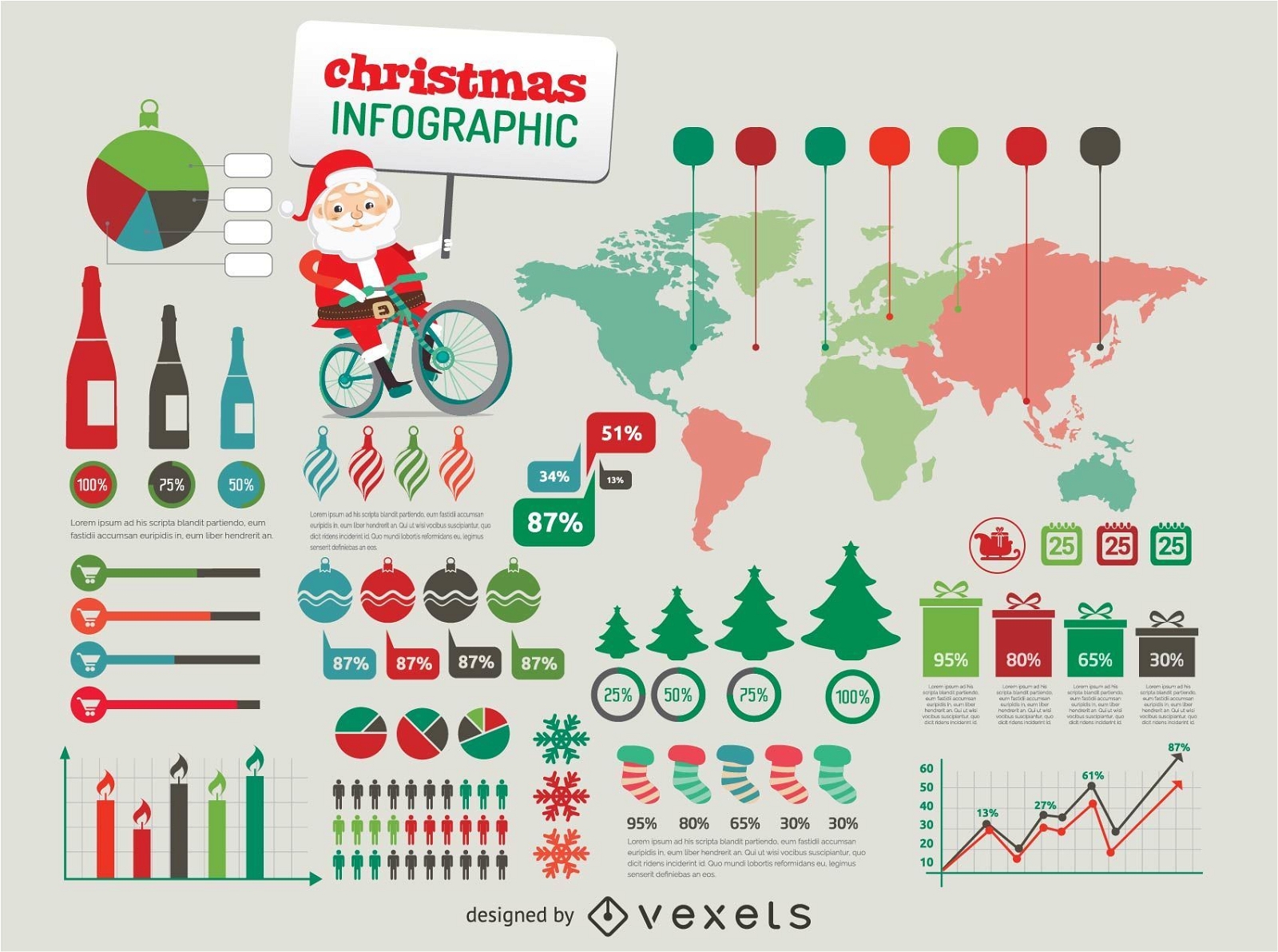 Elementos de infografía de Navidad