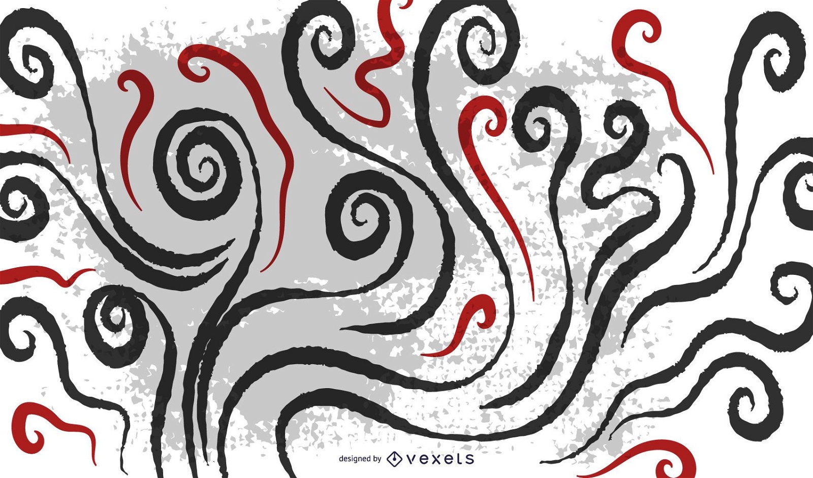 Grungy Red Black Swirling Decoration