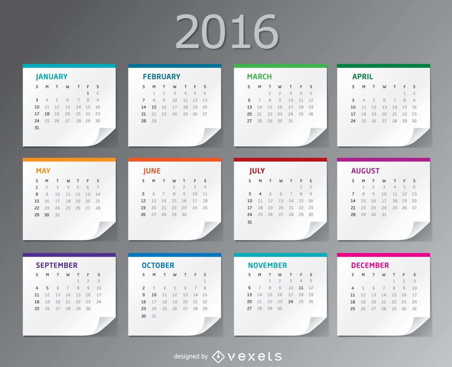 2016 Papierbl?tter Desktop-Kalender