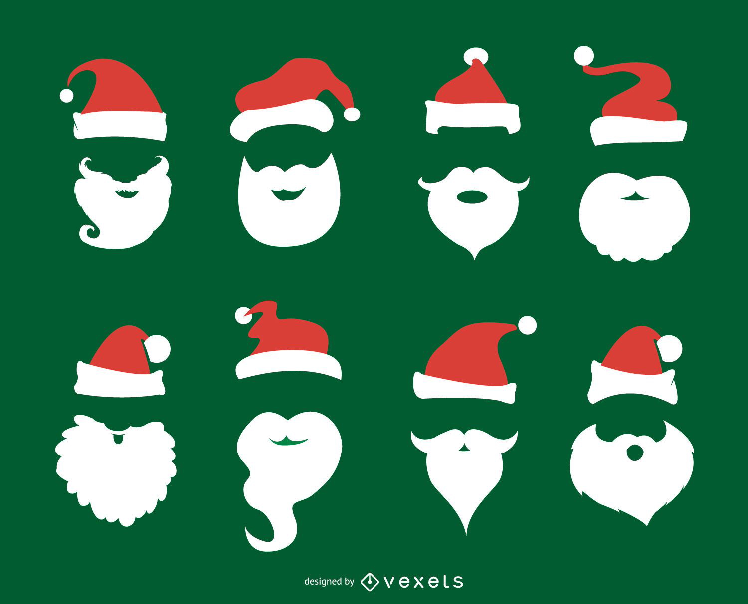 Santa Claus Beard And Hat Set - Vector Download