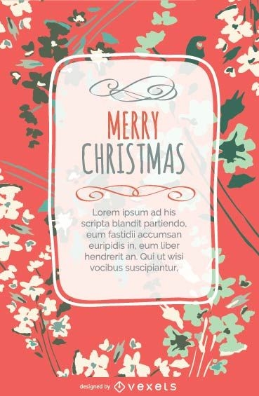 Postkarte mit floralem Weihnachtsmotiv