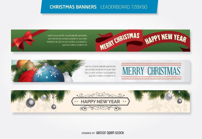 Plantilla de banner de clasificación de Navidad 728x90