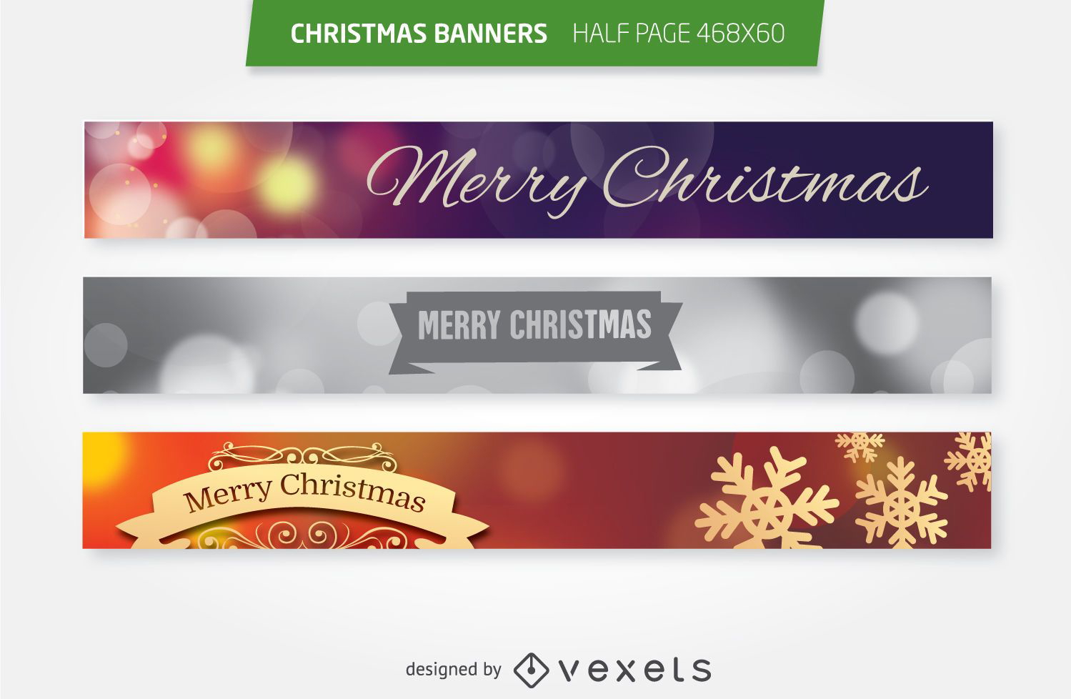 Conjunto de banners publicitarios de media página de Navidad 468x60
