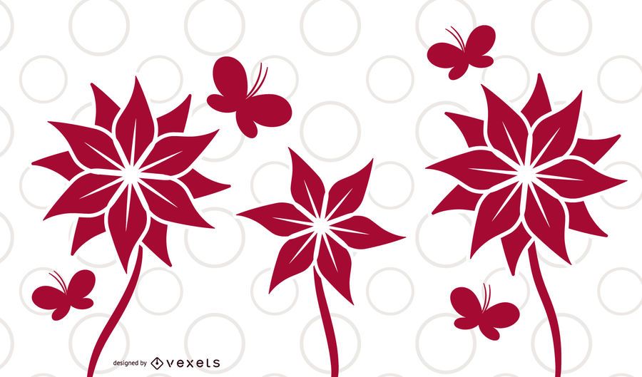 Diseño de tarjeta de mariposa de plantas de flor Diseño de tarjeta de mariposa de plantas de flor
