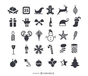 Conjunto de iconos planos de navidad