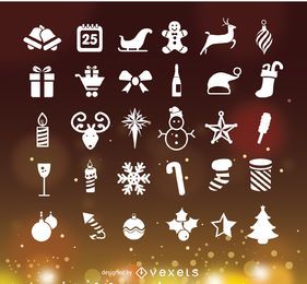 Christmas icons over Bokeh Christmas icons over Bokeh