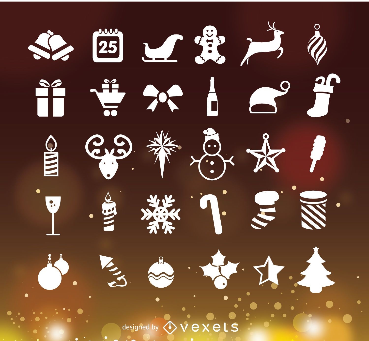 Iconos de Navidad sobre Bokeh