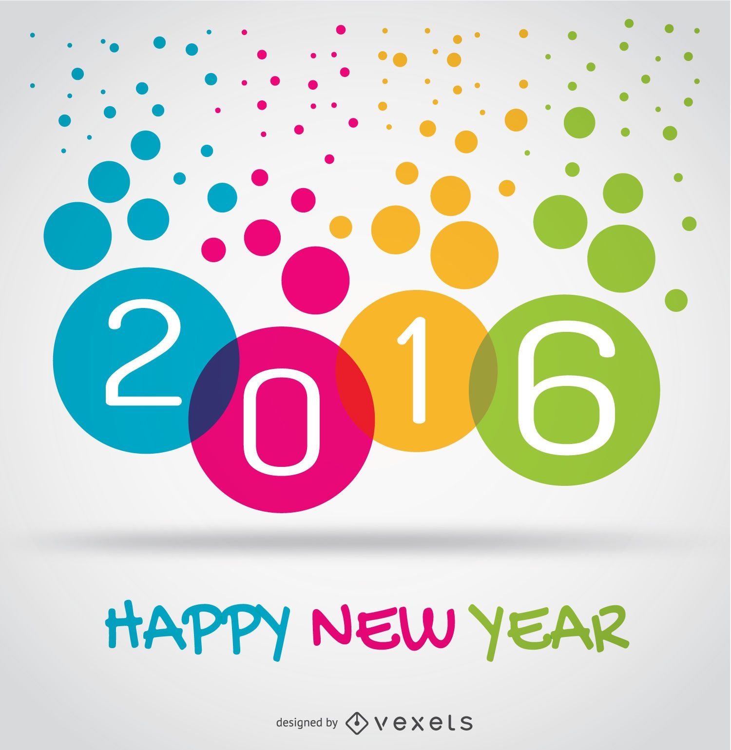 Círculos coloridos de ano novo de 2016