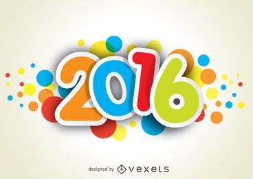 Ano novo de 2016 divertido e colorido