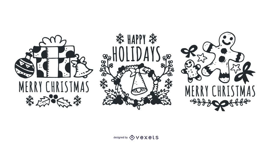 Hand Drawn Christmas Label Kit Hand Drawn Christmas Label Kit