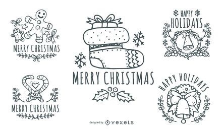 Hand Drawn Christmas quotes and Labels