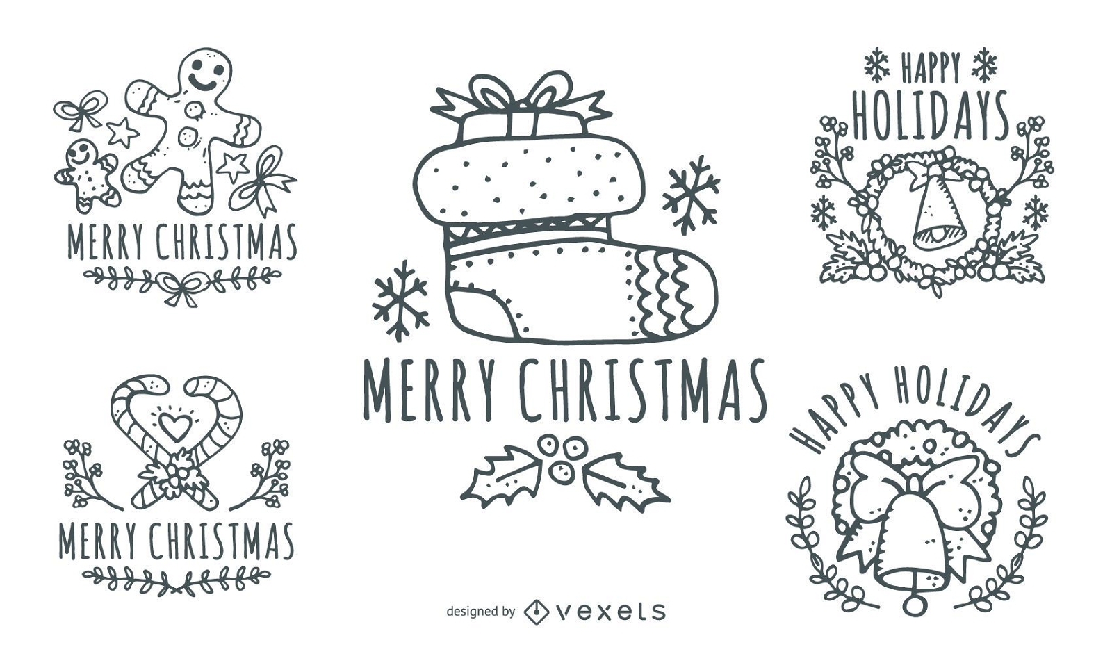 Hand Drawn Christmas quotes and Labels