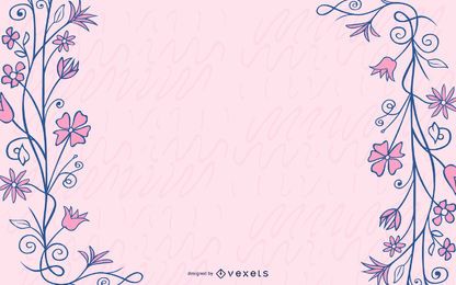 Grungy Blue Swirls Pink Flower