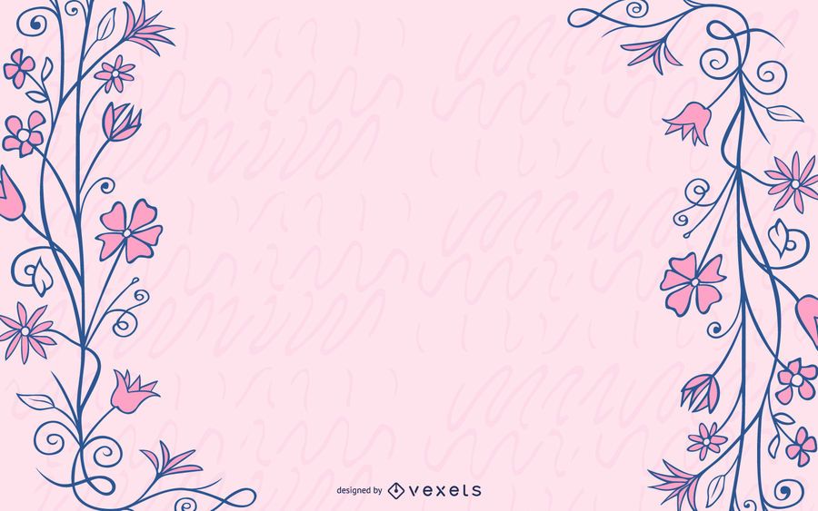 Grungy Blue Swirls Pink Flower Grungy Blue Swirls Pink Flower