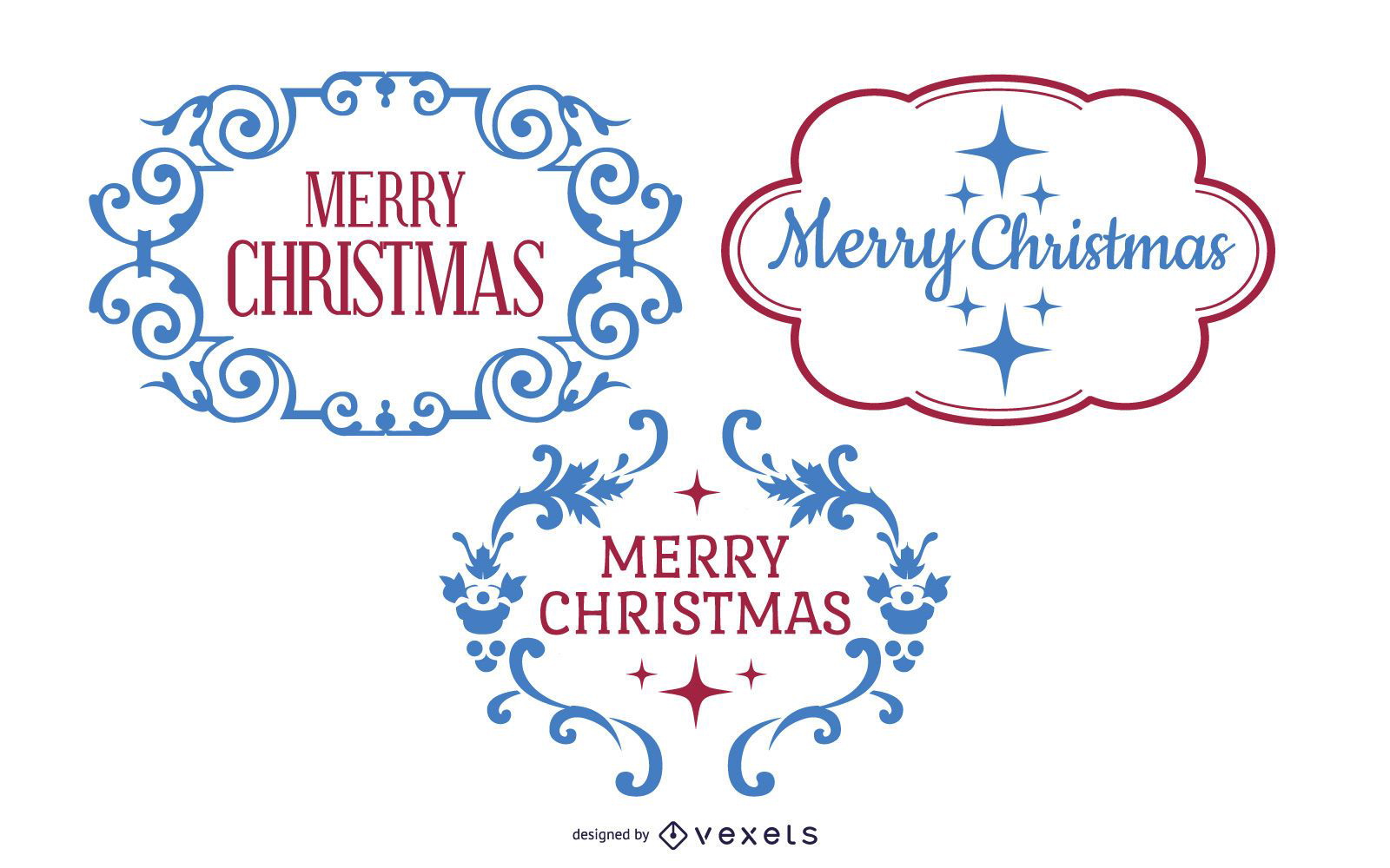 Paquete de etiquetas navideñas decorativas retro