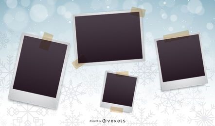 Colagem de fotos de Natal de fundo de flocos de neve