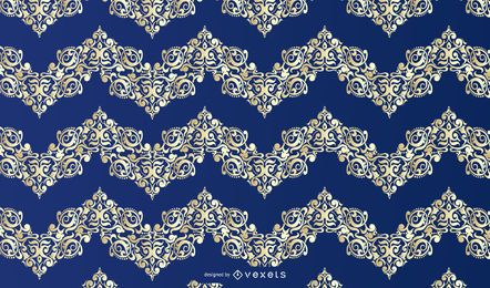 Padrão de ornamento floral de ouro azul