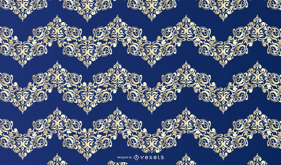 Blue Gold Floral Ornament Pattern Blue Gold Floral Ornament Pattern
