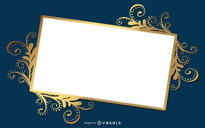 Banner brilhante com moldura de redemoinhos floridos