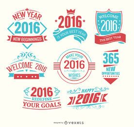 Logotipos de año nuevo 2016 azul claro y rojo