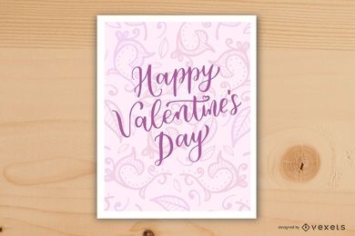 Design de cartão de dia dos namorados com redemoinhos rosa