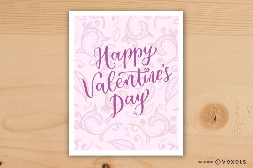 Pink Swirls Valentines Day Card Design Pink Swirls Valentines Day Card Design