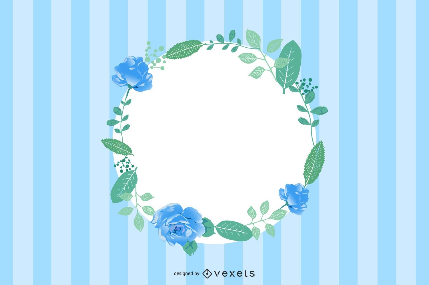 Blaue Streifen Blumenkarte Hintergrund Design