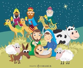 Christmas Nativity Scene Birth Of Jesus Christ Vector Download