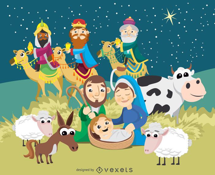 Natividad De La Navidad Escena Del Nacimiento De Jesucristo Descargar Vector 7915